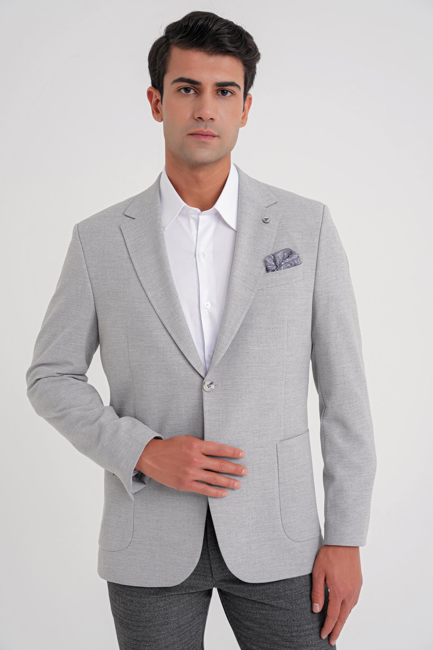 C 698 Ceket Regular Fit Gri-1 Casual
