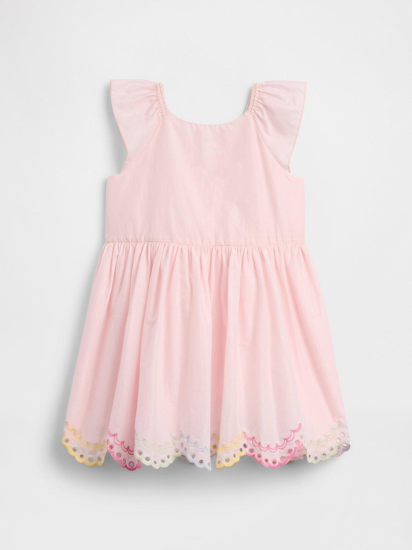Açık Pembe Flutter Sleeve Elbise