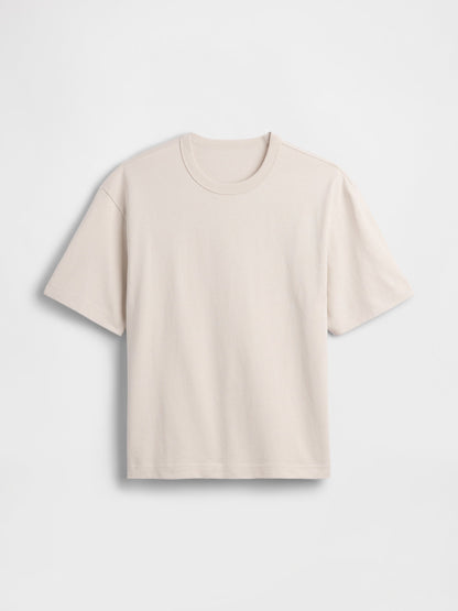 Kırık Beyaz Heavyweight Crop T-shirt