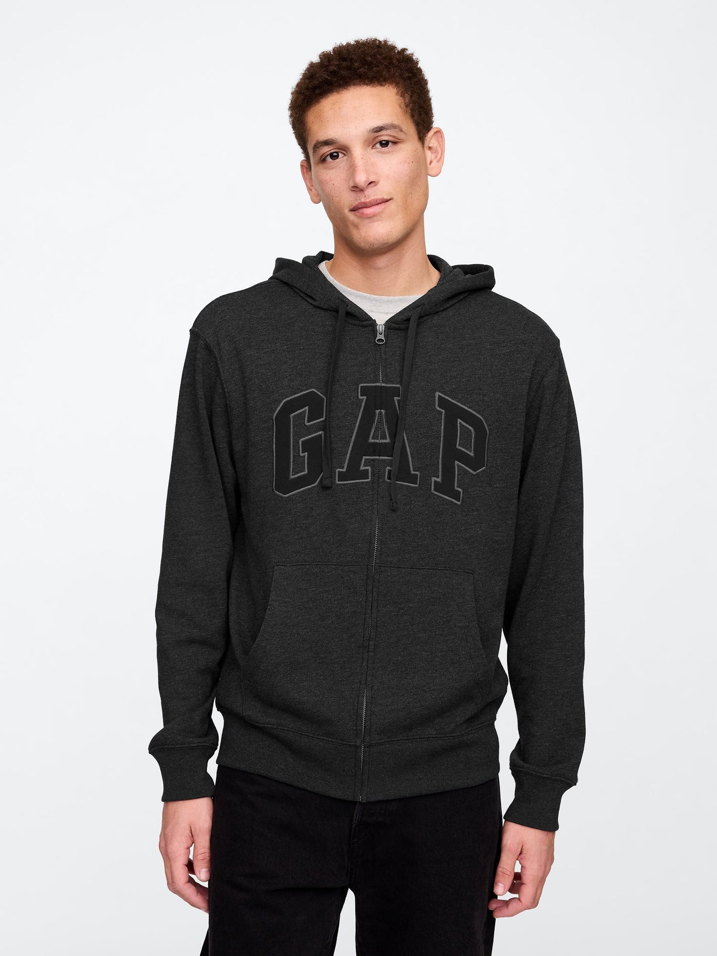 Koyu Gri Gap Logo Fermuarlı Fransız Havlu Kumaş Sweatshirt