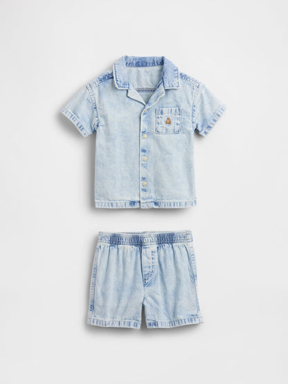 Açık Mavi Denim Outfit Set