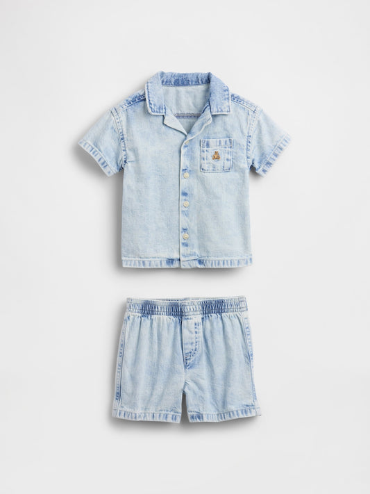 Açık Mavi Denim Outfit Set