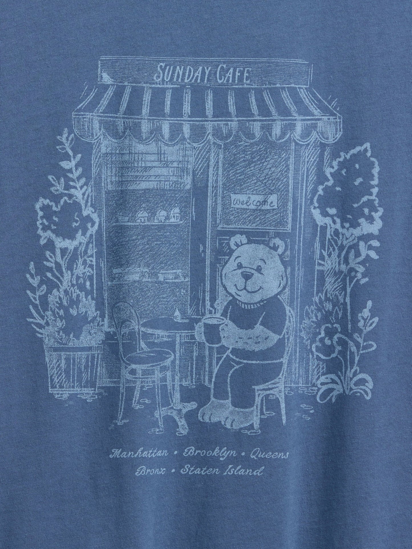 Koyu Mavi Grafik Baskılı T-shirt
