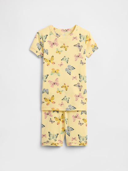 Sarı %100 Organik Pamuk Kelebek Pijama Takımı