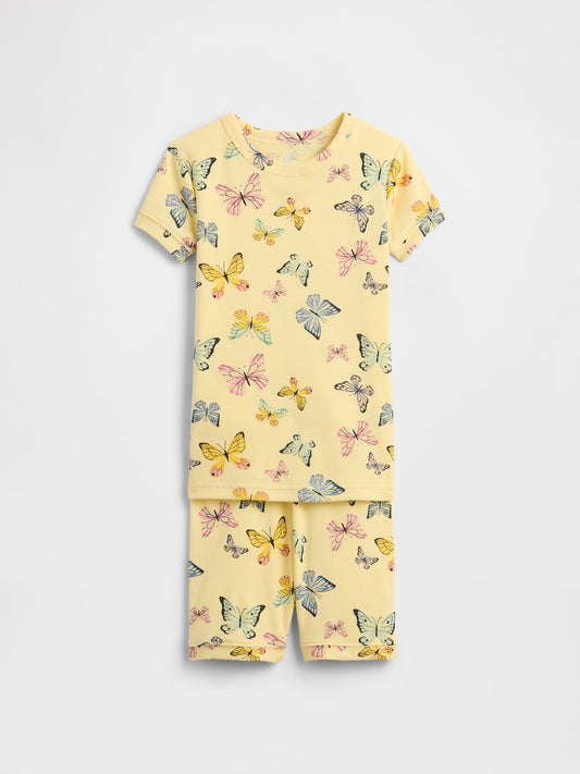 Sarı %100 Organik Pamuk Kelebek Pijama Takımı