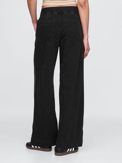 Siyah Mid Rise Ultrasoft Easy Baggy Jean Pantolon