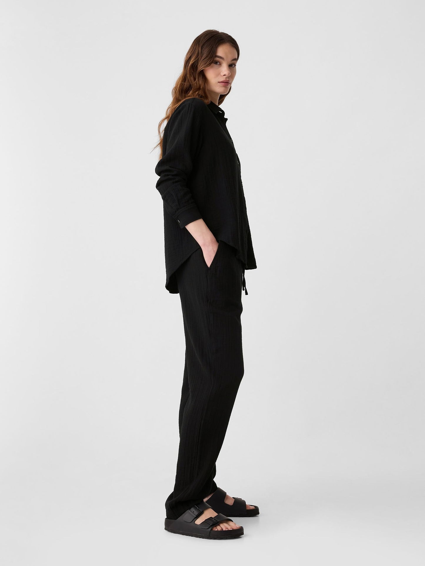 Siyah Easy Gauze Pantolon
