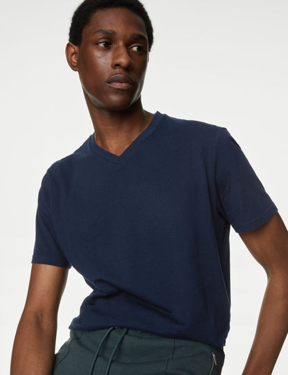 Saf Pamuklu 3'lü V Yaka T-shirt Seti