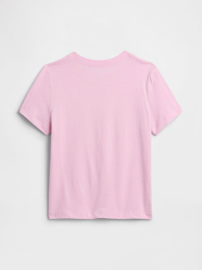 Açık Pembe Grafik Baskılı T-shirt