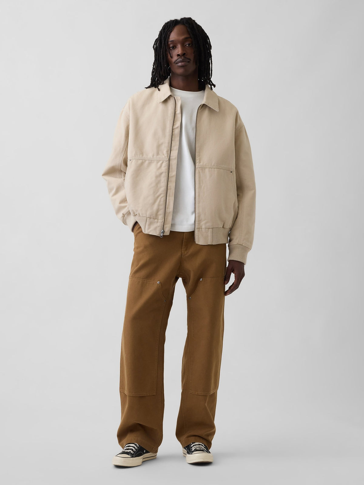 Kahverengi '90s Loose Kanvas Double-knee Carpenter Pantolon