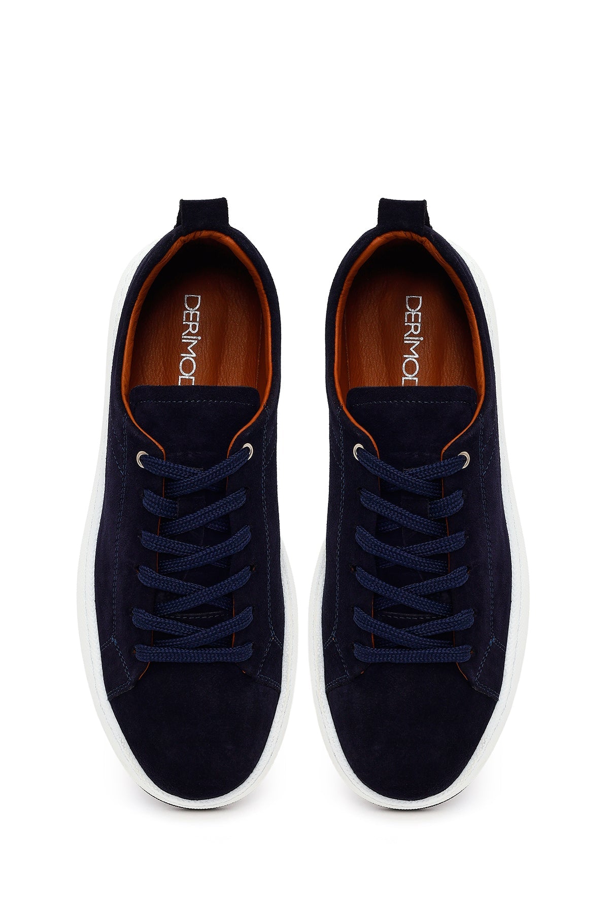 Erkek Lacivert Bağcıklı Süet Deri Sneaker