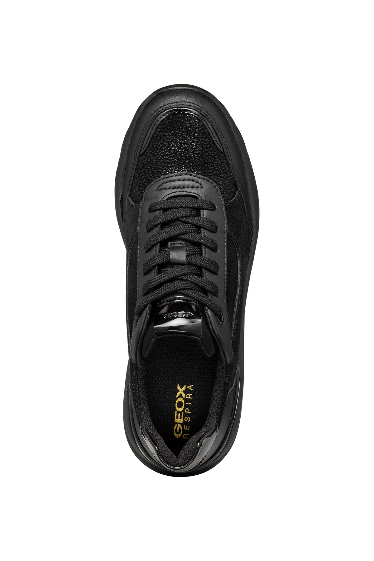 Geox Kadın Siyah Spherica Ec13 Bağcıklı Kalın Taban Deri Sneaker