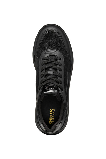 Geox Kadın Siyah Spherica Ec13 Bağcıklı Kalın Taban Deri Sneaker