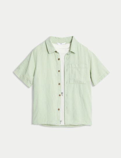 ?2'li Pamuk Keten Gömlek Ve T-shirt Takımı (2-8 Yaş)?