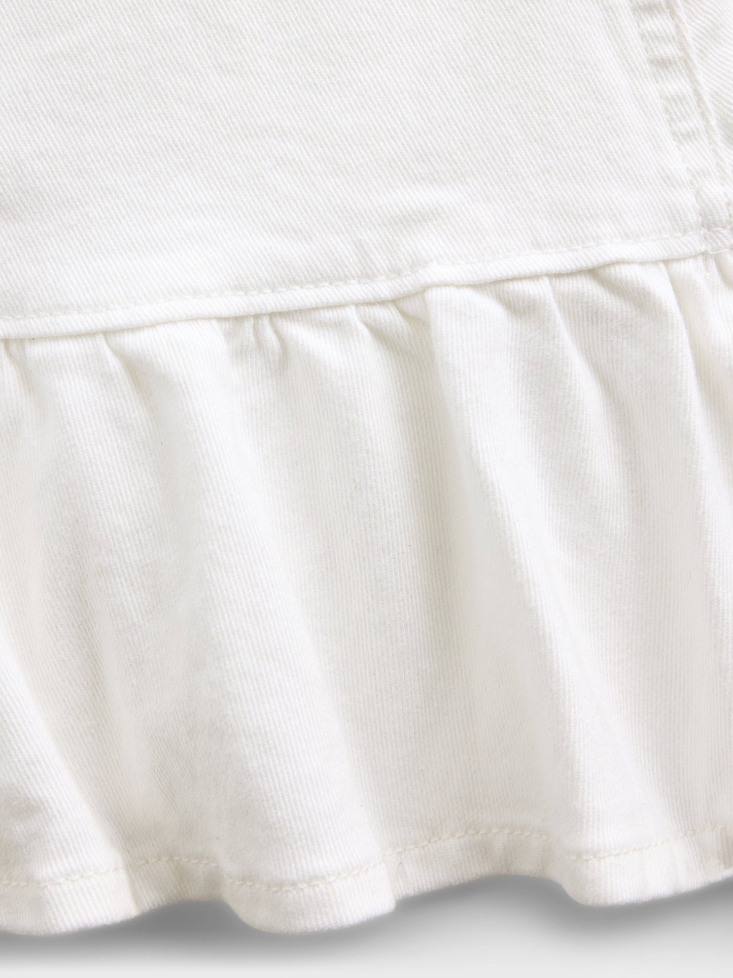 Beyaz Denim Volanlı Mini Etek