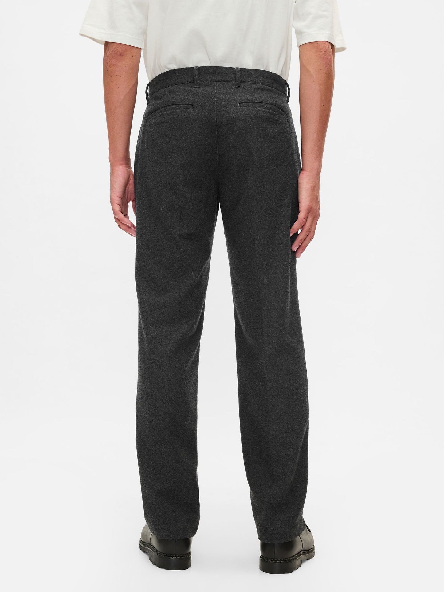 Siyah Yün Karışımlı Straight Fit Pantolon