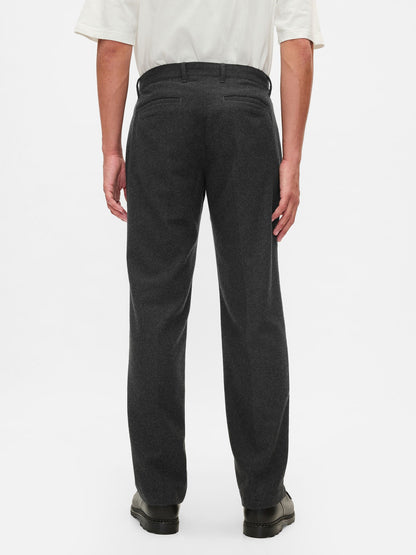 Siyah Yün Karışımlı Straight Fit Pantolon