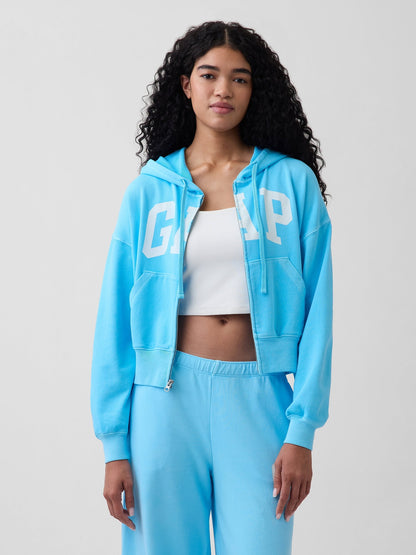 Açık Mavi Oversized Gap Logo Fransız Havlu Kumaş Fermuarlı Sweatshirt