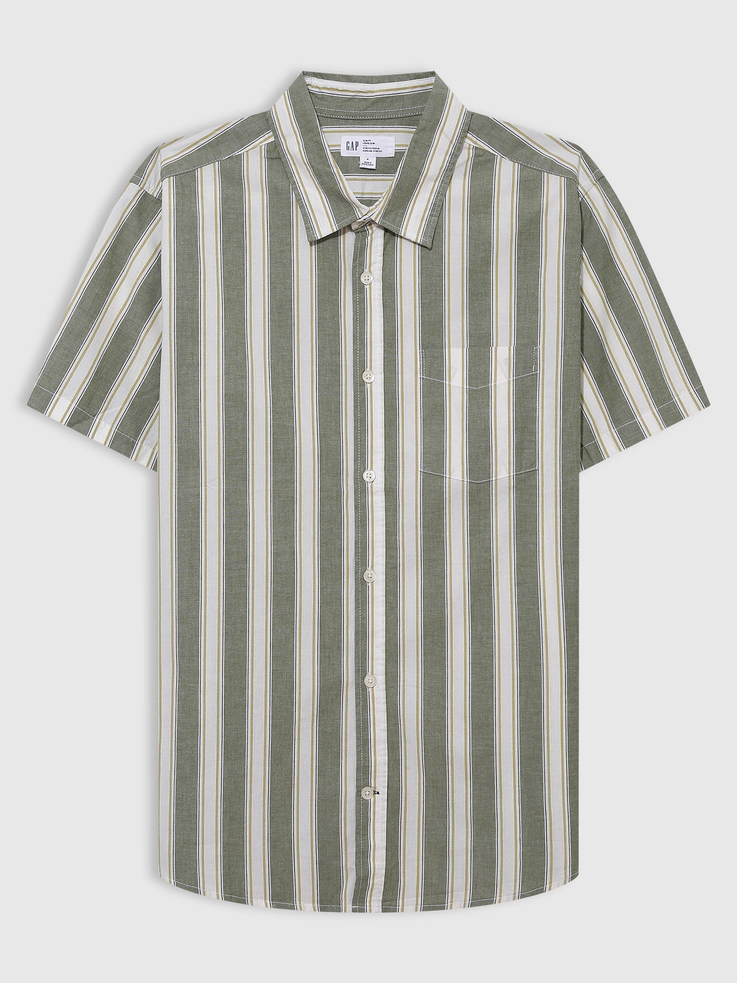 Yeşil Stretch Poplin Slim Fit Gömlek