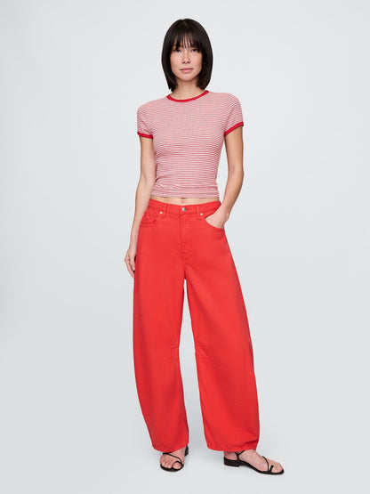 Kırmızı High Rise Ultrasoft Horseshoe Jean Pantolon