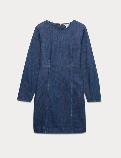 Pamuk Karışımlı Denim Mini Elbise
