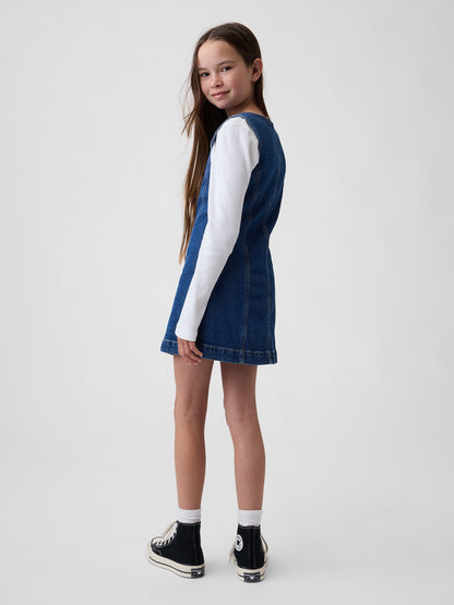 Koyu Mavi Kids Denim Elbise