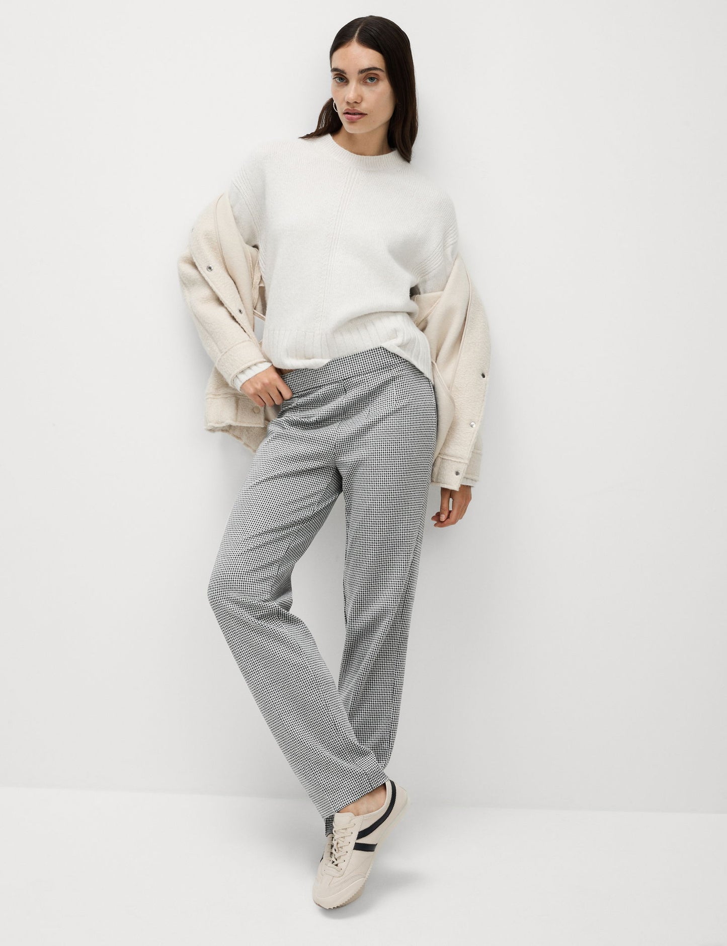 Jersey Kareli Straight Leg Pantolon
