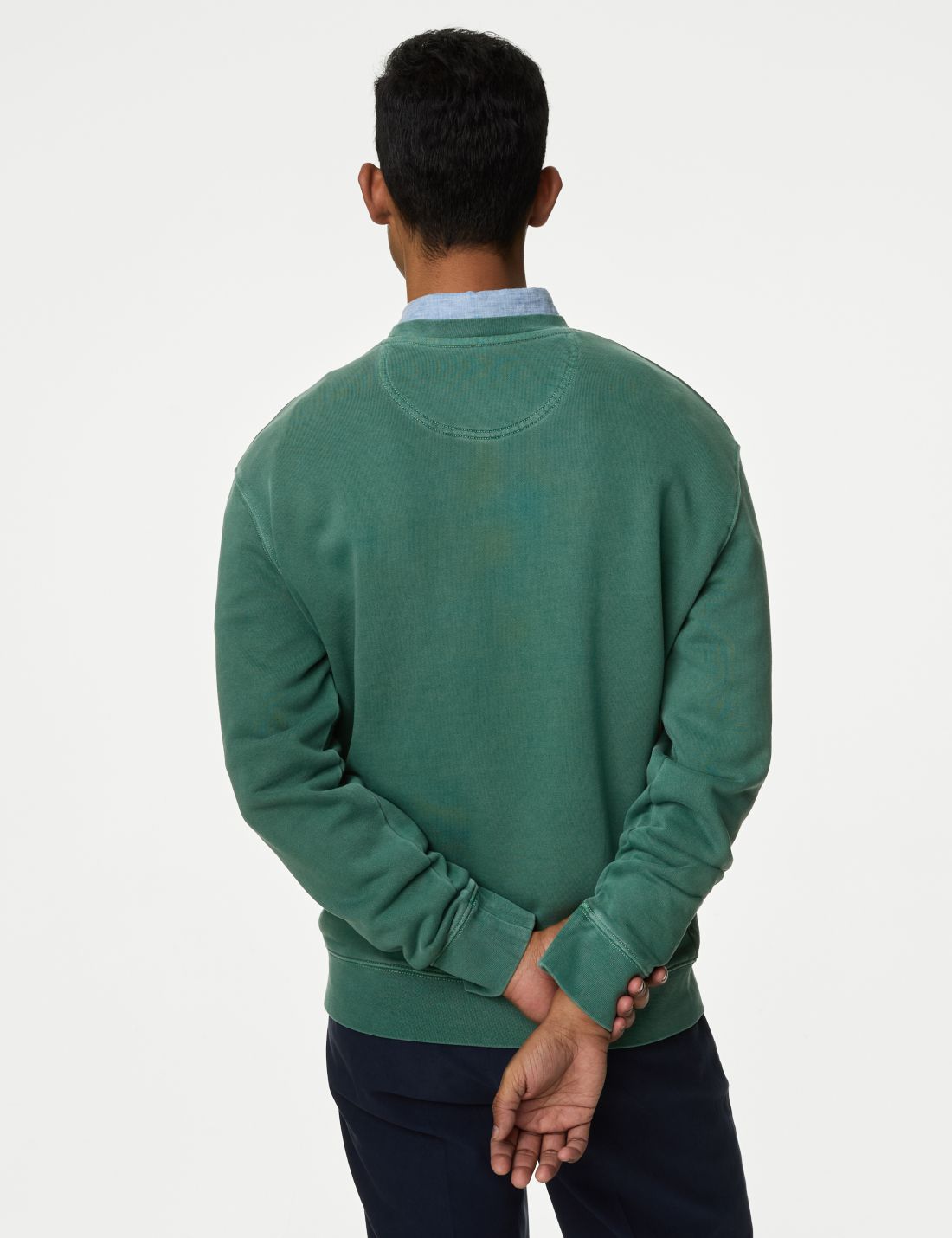 Saf Pamuklu Yuvarlak Yaka Sweatshirt