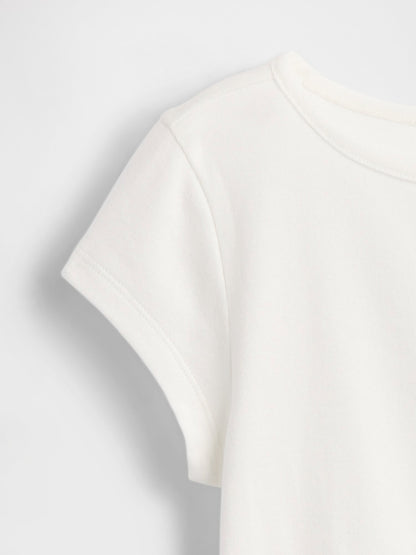 Beyaz Cap-sleeve Fitted T-shirt