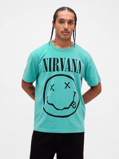 Turkuaz Nirvana Grafik T-shirt