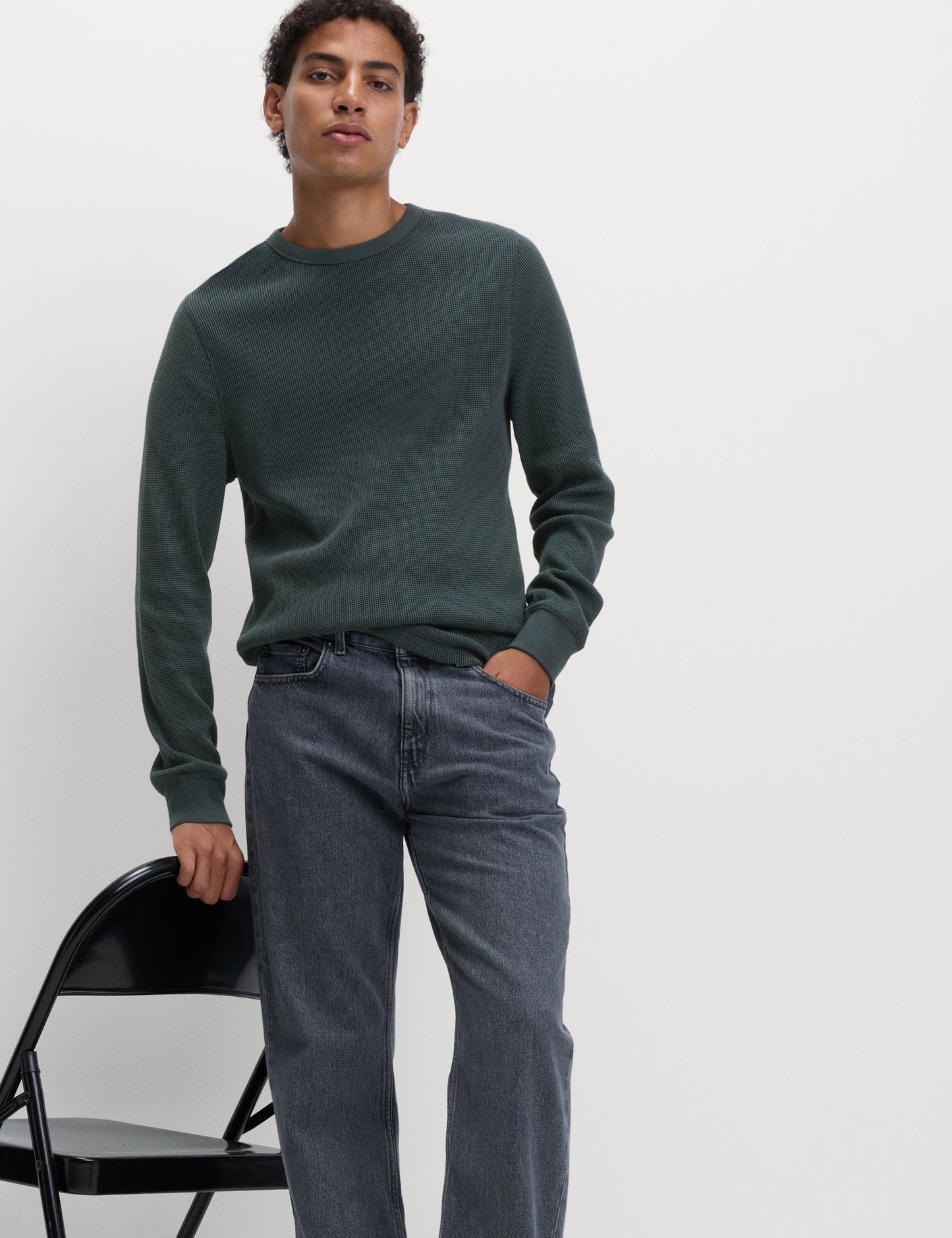 Pamuklu Waffle Dokulu Sweatshirt