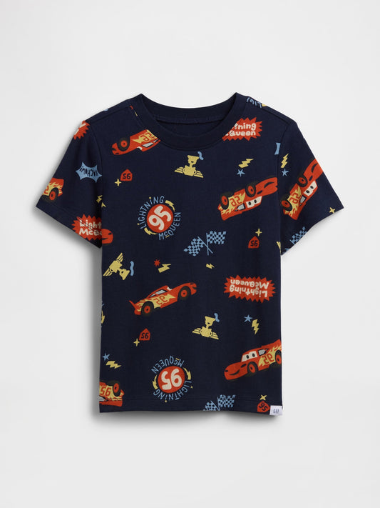 Lacivert Disney Cars Grafik Baskılı T-shirt