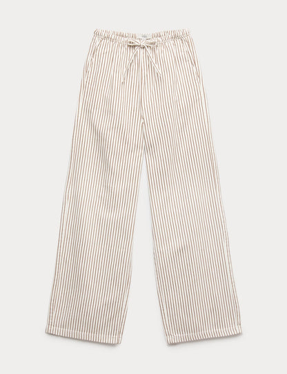 Denim Büzgülü Wide Leg Pantolon
