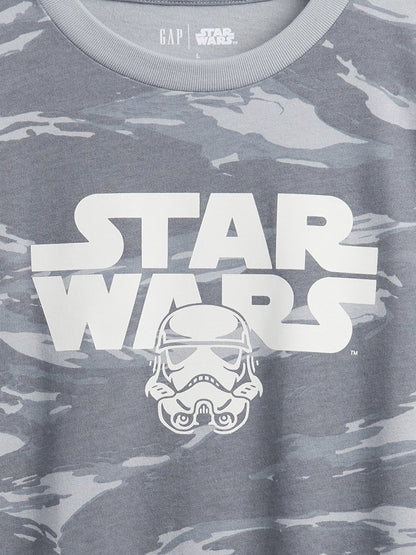 Gri Star Wars Relaxed Grafik Baskılı T-shirt
