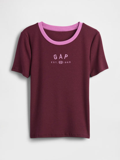 Bordo Modern Gap Logo Crop T-shirt