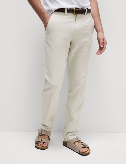 Regular Fit Keten Karışımlı Chino