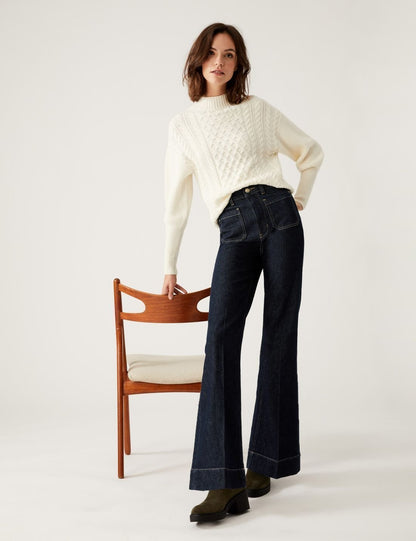 Yüksek Bel Flared Fit Jean Pantolon