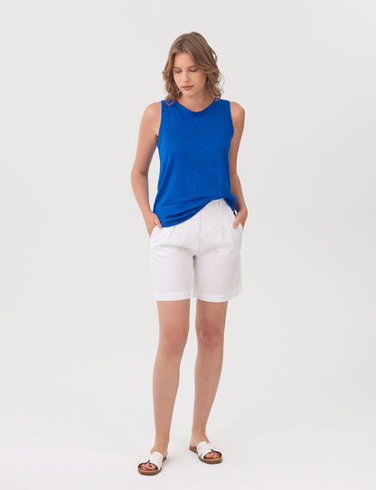 Regular Fit Saf Keten Bluz