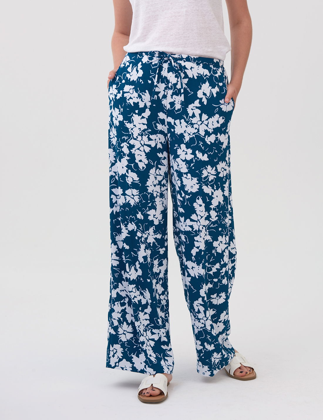 Çiçek Desenli Wide Leg Pantolon