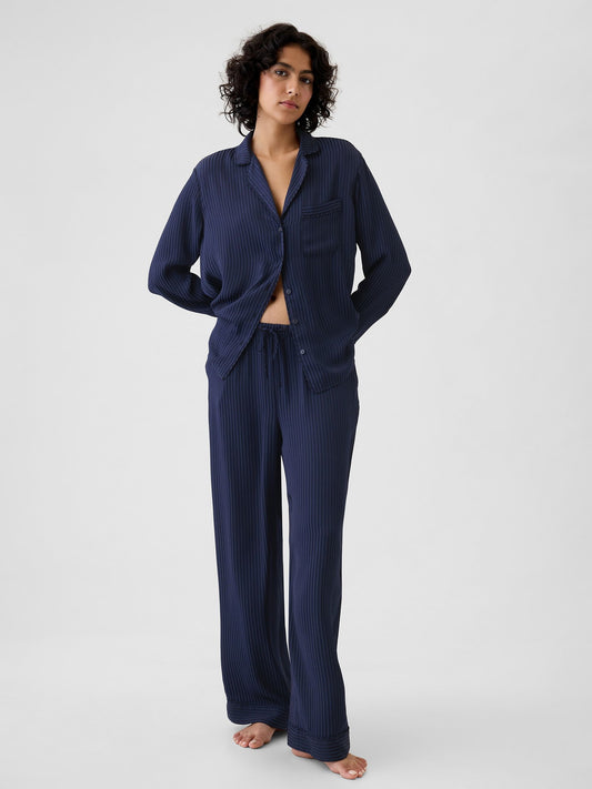 Lacivert Saten Pijama Altı