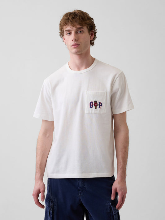 Beyaz Relaxed Branan Bear Logo T-shirt