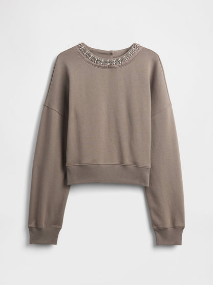 Gri Vintagesoft Jewel-neck Crop Sweatshirt