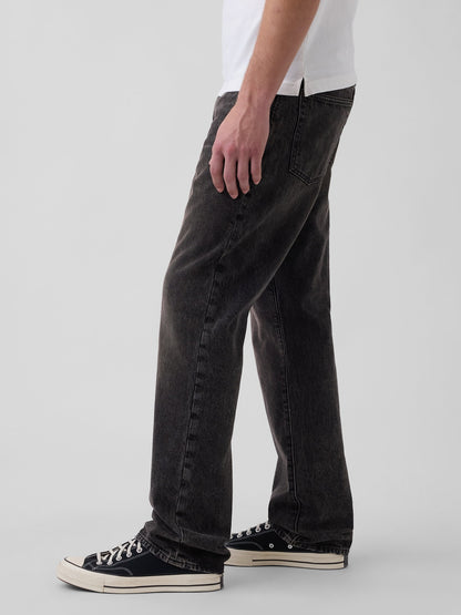 Siyah Relaxed Straight Jean Pantolon
