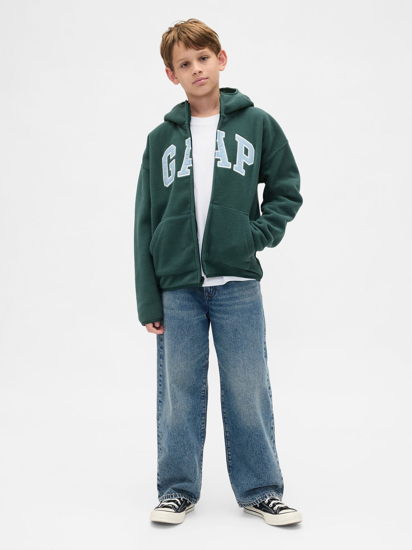 Koyu Yeşil Vintagesoft Gap Logo Fermuarlı Sweatshirt