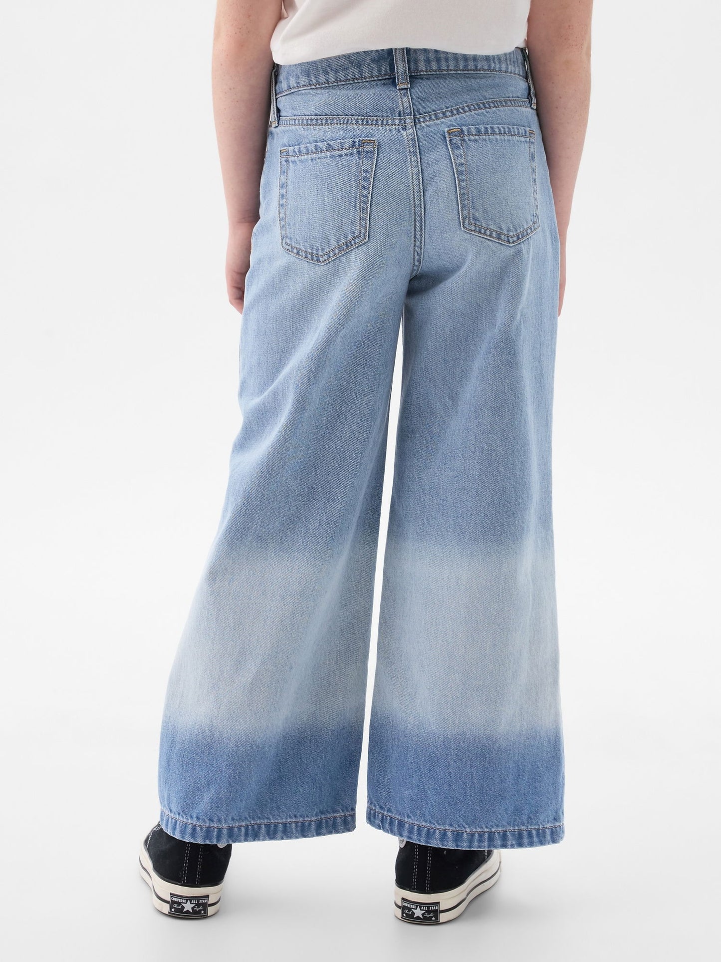 Açık Mavi High Rise Stride Wide-leg Ankle Jean Pantolon