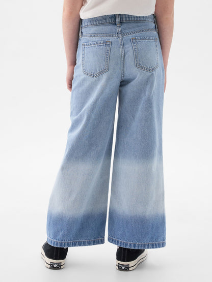 Açık Mavi High Rise Stride Wide-leg Ankle Jean Pantolon