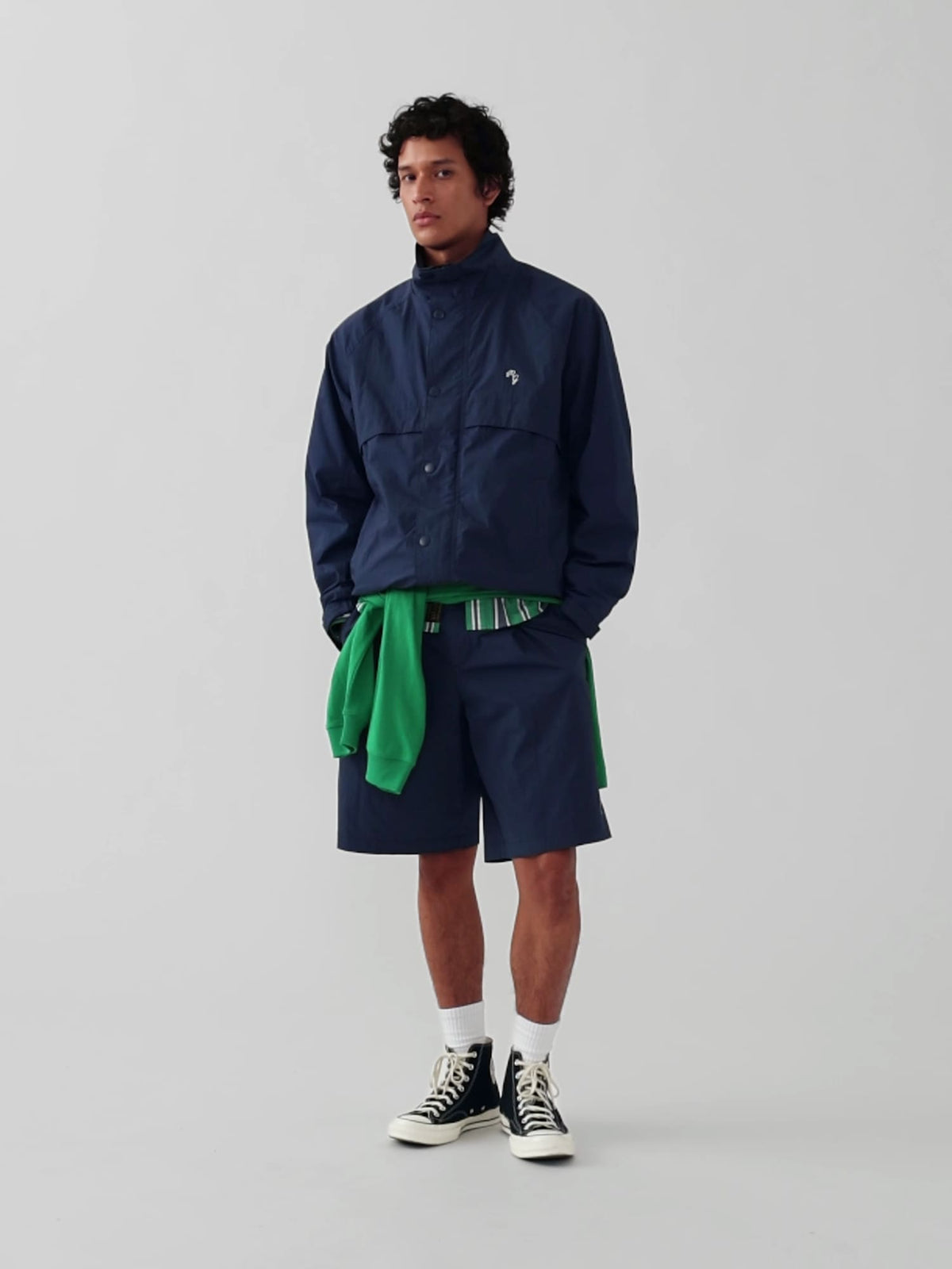 Lacivert Gap × Malbon Textured Poplin Anorak Ceket