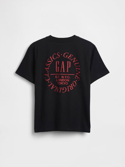 Siyah Relaxed Grafik Logo T-shirt