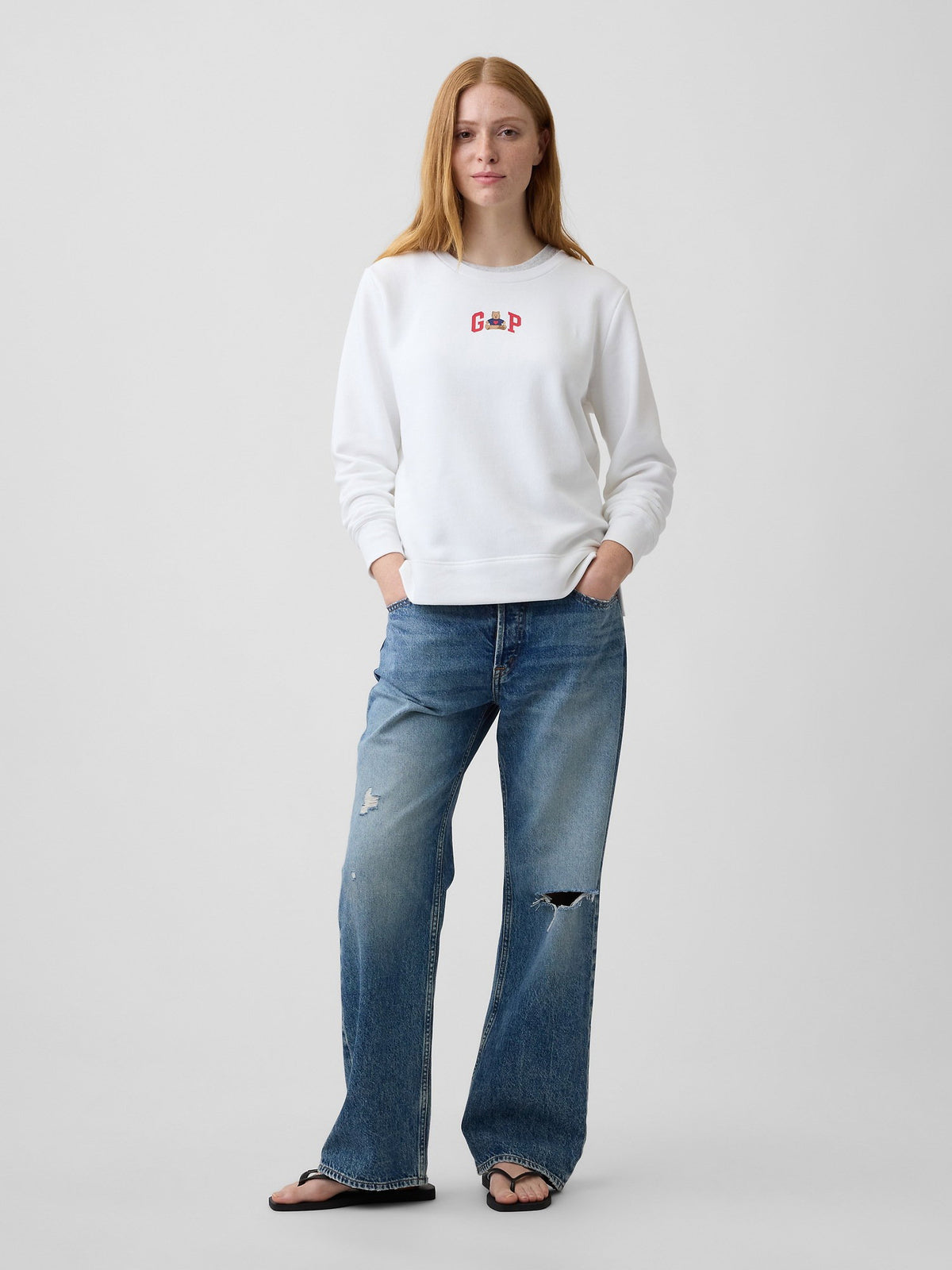 Beyaz Relaxed Gap Logo Sweatshirt