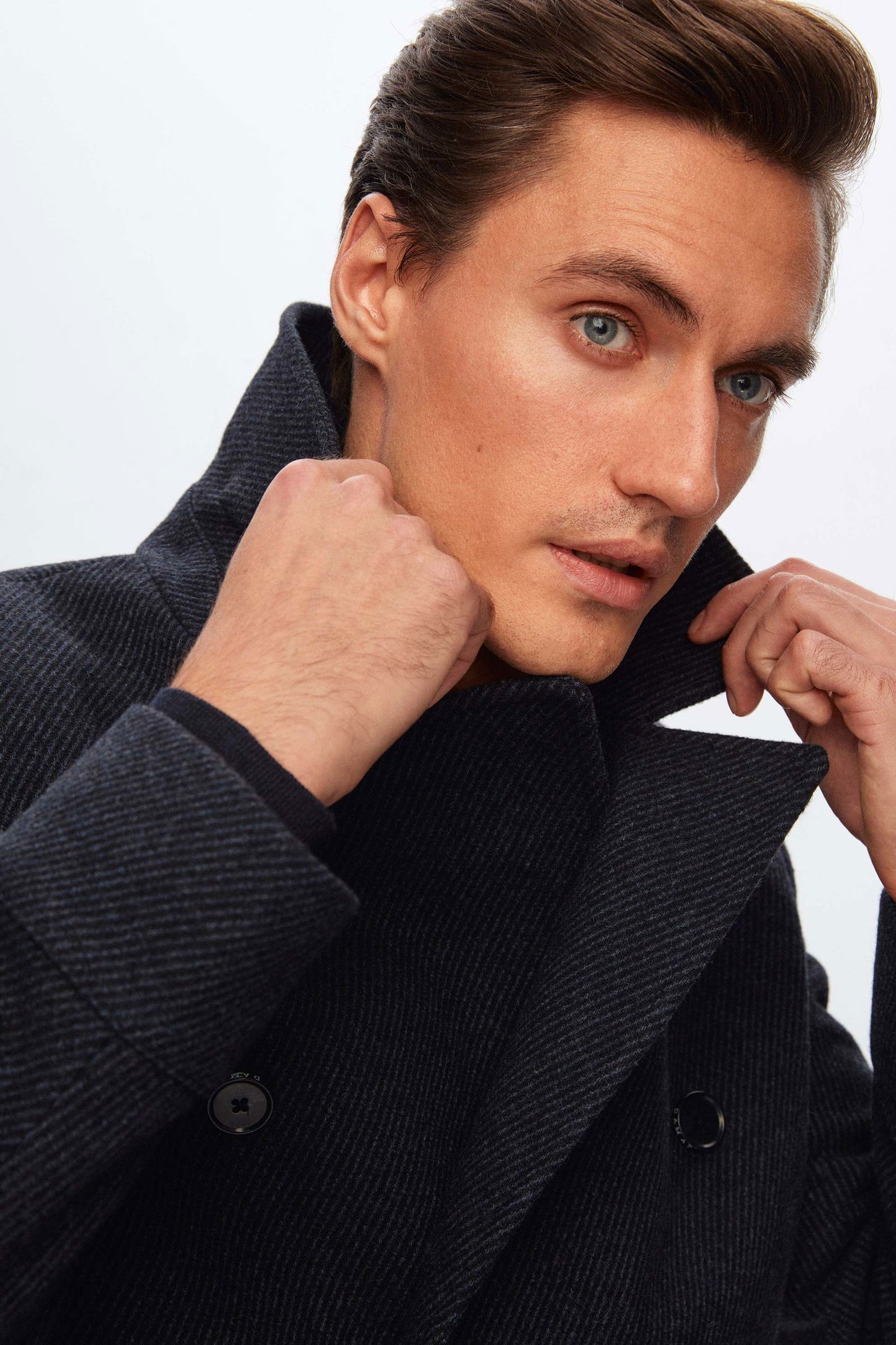 Damat Regular Fit Lacivert Yün Karışımlı Successori Reda Palto